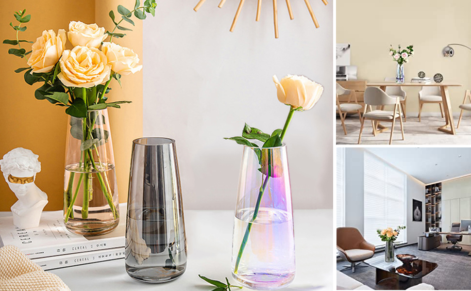 oem/odm services fantesticryan modern glass vase irised crystal clear glass vase for home office decor (neon clear) affordable bulk deals