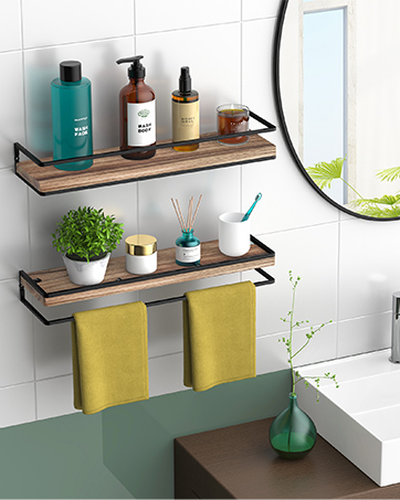 bulk purchase meangood floating shelves wall mounted set of 2, rustic wood wall storage shelves for bedroom,living room,bathroom, kitchen torched wood trade price