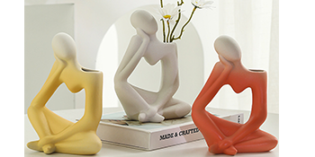 oem/odm services ceramic thinker vase yellow flower vase for home decor modern cute boho vases for table room decor unique aesthetic vase ceramic decorative face vases for centerpieces birthday gifts for women affordable bulk deals