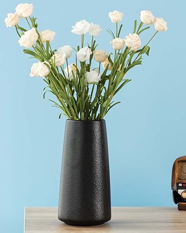 oem/odm services white vase - white ceramic vase, 6“ white flower vase, bright white not off white, boho vase for pampas grass, minimalist modern textured vase for home decor, table shelf living room farmhouse decor affordable bulk deals