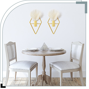 factory direct peryiter 2 pcs boho wall decor gold wall art hanging planters with artificial pampas wall mounted metal wall decor modern home decor display wall art bedroom bathroom living room(oval) volume discount