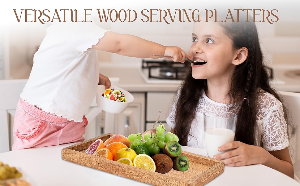 wholesale direct samhita mango wood serving platter with raised edge -set of 3 for display fruit snacks appetizer sushi food decorative (12