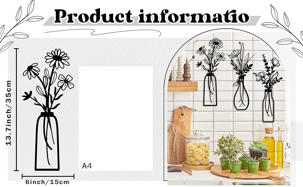 factory direct pigort 3 pieces metal flowers wall arts - rustic farmhouse decor beige minimalist flower wall decors for living room bathroom bedroom dining room-housewarming gifts (beige gold, vase-c) volume discount