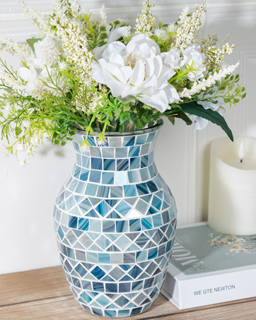 oem/odm services pink flower vase for decor - pink mosaic glass vase handmade modern decorative flower vases for home décor,table,shelf bookshelf, wedding banquet and centerpieces affordable bulk deals