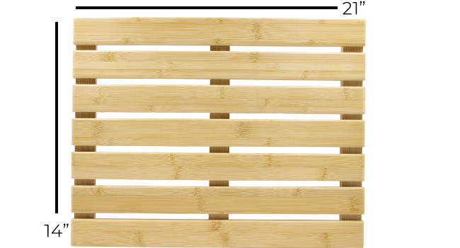 manufacturer direct palm naki bamboo bathmat - 100% natural wooden floor mat - non-slip, sustainable - modern asian design - perfect for bathroom & spa (21x14) trade price