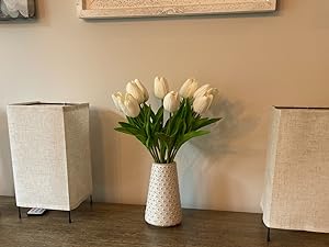oem/odm services ceramic vase for decor, 6 inch+7.1 inch white flower vase for lego flowers, tulip and pampas grass, embossed farmhouse vases for centerpieces,home living room dining table office decor, arctic white affordable bulk deals