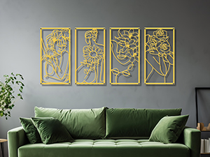 factory direct zzbakress 4 pcs metal minimalist abstract woman and flower wall art single line drawing art decoration minimalist home hanging wall art decor for bedroom kitchen bathroom living room (style1, gold) volume discount