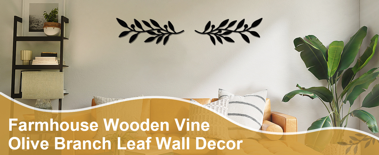 bulk purchase 2 pieces wooden vine olive branch leaf leaf wall decor,farmhouse signs for living room decoration (black) trade price