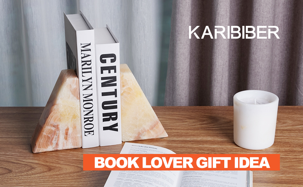 supplier direct marble bookend for heavy books, decorative bookends for shelves, durable and heavy-duty book end for hardback book & cds, unique book stopper & holder, mexico onyx, set of 2 wholesale prices