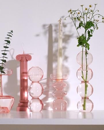 oem/odm services jspyfits glass hydroponic flower vase, 7 inches colored glass bubble vase for flower, three-layer glass funky vase for home/office/weddings/party table flower decor (milky green) affordable bulk deals
