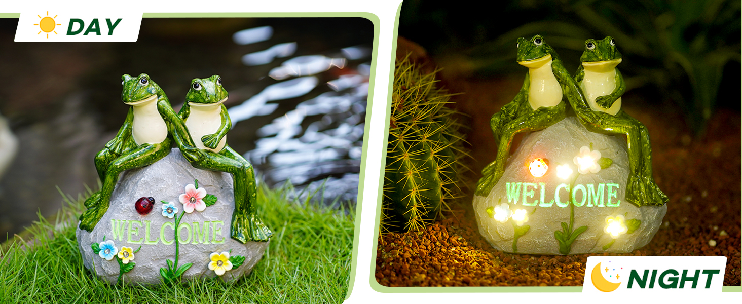 dropship from factory nacome solar garden outdoor statues frog with succulent and 7 led lights - lawn decor figurine for patio, balcony, yard ornament - unique housewarming gifts mass production supply
