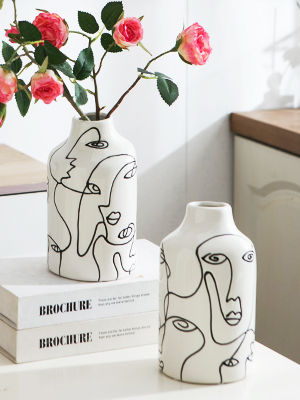 oem/odm services kimdio ceramic vase for home decor, abstract irregular design flower vase, living room decor minimalist decorative vases for pampas grass affordable bulk deals