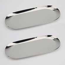 wholesale direct stainless steel decorative tray, set of 2, 7 inch long, jewelry dish cosmetics organizer bathroom clutter serving platter small storage tray, oval, matte black bulk purchase at factory prices