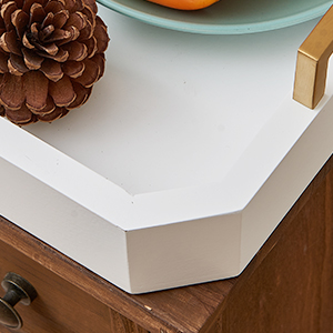 wholesale direct decorative acacia wood ottoman tray - coffee table tray - breakfast, party, drinks, snack, liquor serving platter - farmhouse to modern - brass handles (varnish) bulk purchase at factory prices