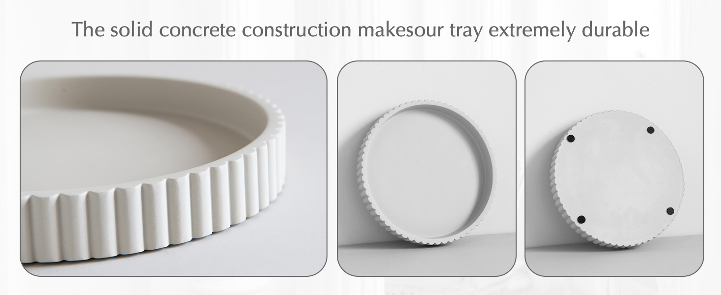 wholesale direct decorative tray for coffee table tray decor, concrete gray round tray home decor tray, table trays decorative, bandejas decorativas, centerpiece tray bulk purchase at factory prices