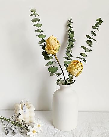 oem/odm services ceramic white small vase, dry flower vases minimalism style for modern table shelf home decor, fit for fireplace bedroom kitchen living room centerpieces office desk gift (white, small) affordable bulk deals