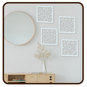 bulk purchase yulejo 4 pcs thicken rustic wall decor farmhouse wall art wooden hollow carved design decor rustic round wall art for living room bedroom hallway decor kitchen wall (retro white,9.8 x 9.8 inch) trade price