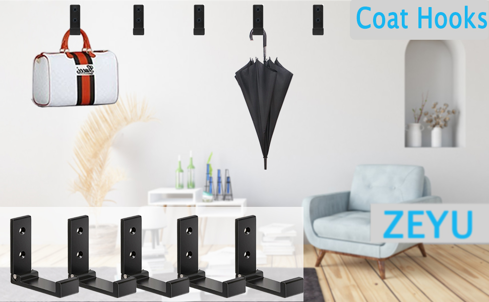competitive pricing zeyu folding coat hooks, 5pcs wall hooks for hanging coat towel hooks hardware heavy duty aluminum alloy headphone holder no rust wall mounted with screws for bags fitness equipment one-stop wholesale