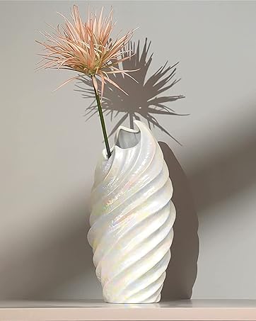 oem/odm services jspyfits glass hydroponic flower vase, 7 inches colored glass bubble vase for flower, three-layer glass funky vase for home/office/weddings/party table flower decor (milky green) affordable bulk deals