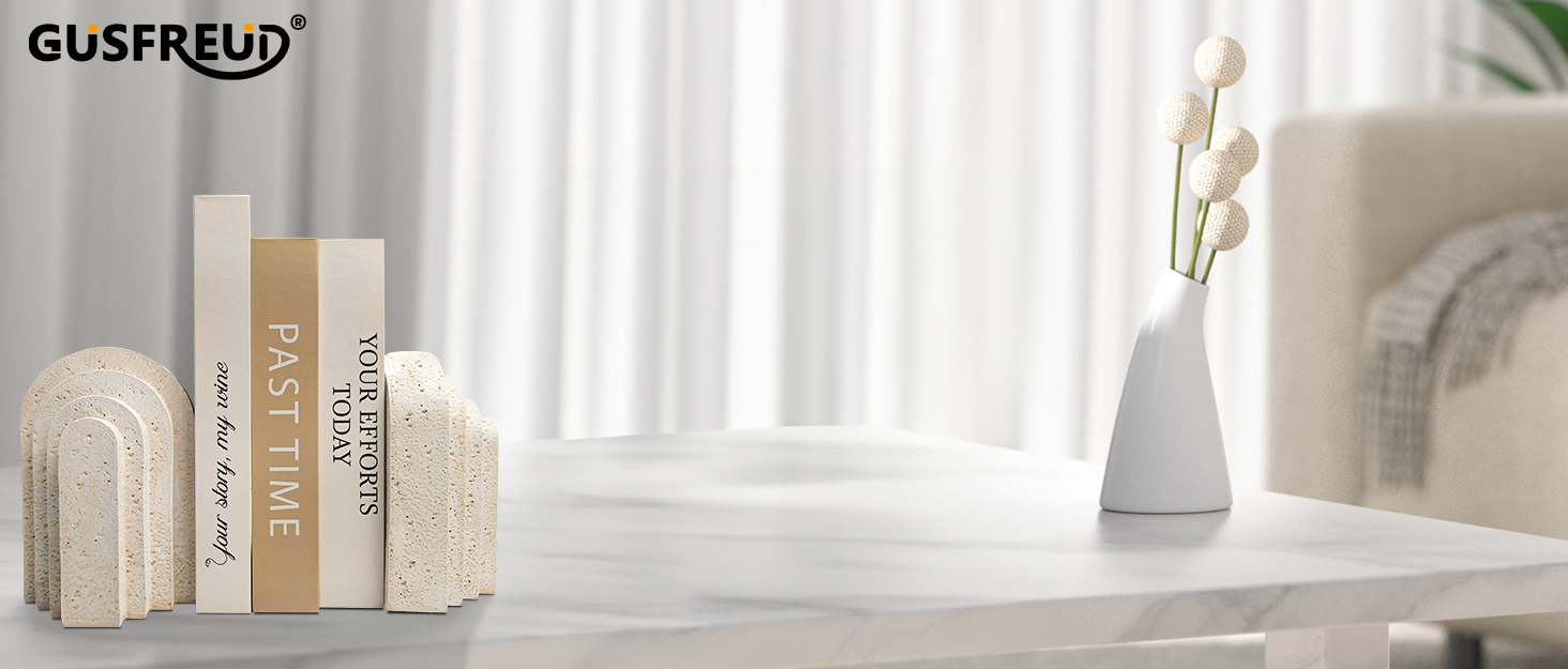 supplier direct heavy duty book ends for shelves, decorative book stopper for shelves, resin decor bookends for heavy books, modern home decor aesthetic book ends aesthetically pleasing layered arch design, set of 2 wholesale prices
