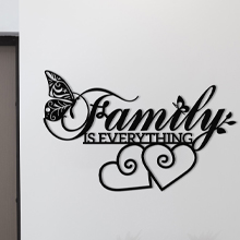 factory direct xort family sign metal wall decor, metal family wall art, family is everything sign for living room, bedroom wall hanging decor. (black - 16 x 10 inch) volume discount