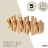 competitive pricing umbra picket wall-mounted coat rack rail hook with 5 retractable wood pegs – modern, space-saving storage organizer, natural one-stop wholesale