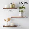 bulk purchase bayka floating wood shelves - wall mounted for bathroom,bedroom,living room,kitchen,small hanging shelf for books/storage/room decor with 22lbs capacity(rustic brown,set of 3,16inch) trade price
