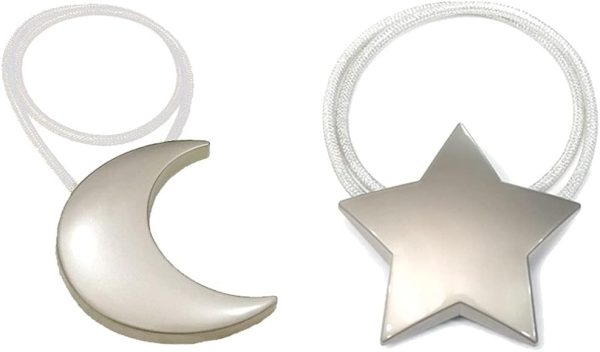 bulk purchase magnetic curtain tiebacks 1 pair curtain clips rope holdbacks moon and star shape window curtain tie backs silver for home office art decorative drapes factory discount