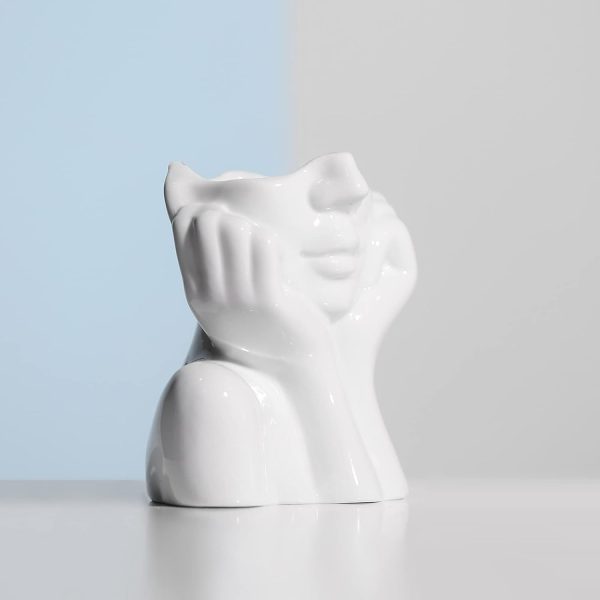 oem/odm services brownlove ceramic face vase white flower vase for decor female form face vase art vase modern decorative vase centerpiece for table shelf living room office bedroom small affordable bulk deals