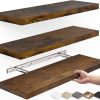 bulk purchase bayka floating wood shelves - wall mounted for bathroom,bedroom,living room,kitchen,small hanging shelf for books/storage/room decor with 22lbs capacity(rustic brown,set of 3,16inch) trade price