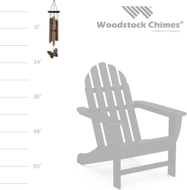 producer to buyer woodstock wind chimes my butterfly chime, bronze aluminum tubes, small 21-inch, light airy sound wind chime for outdoor decor for garden discounted pricing