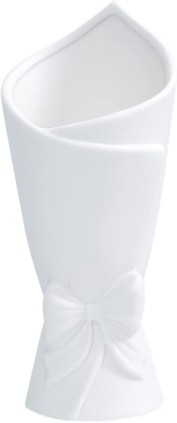 oem/odm services matte white bowknot ceramic vase, modern flower vases for home decor, pampas, living room, mantel, table decoration (model b) affordable bulk deals