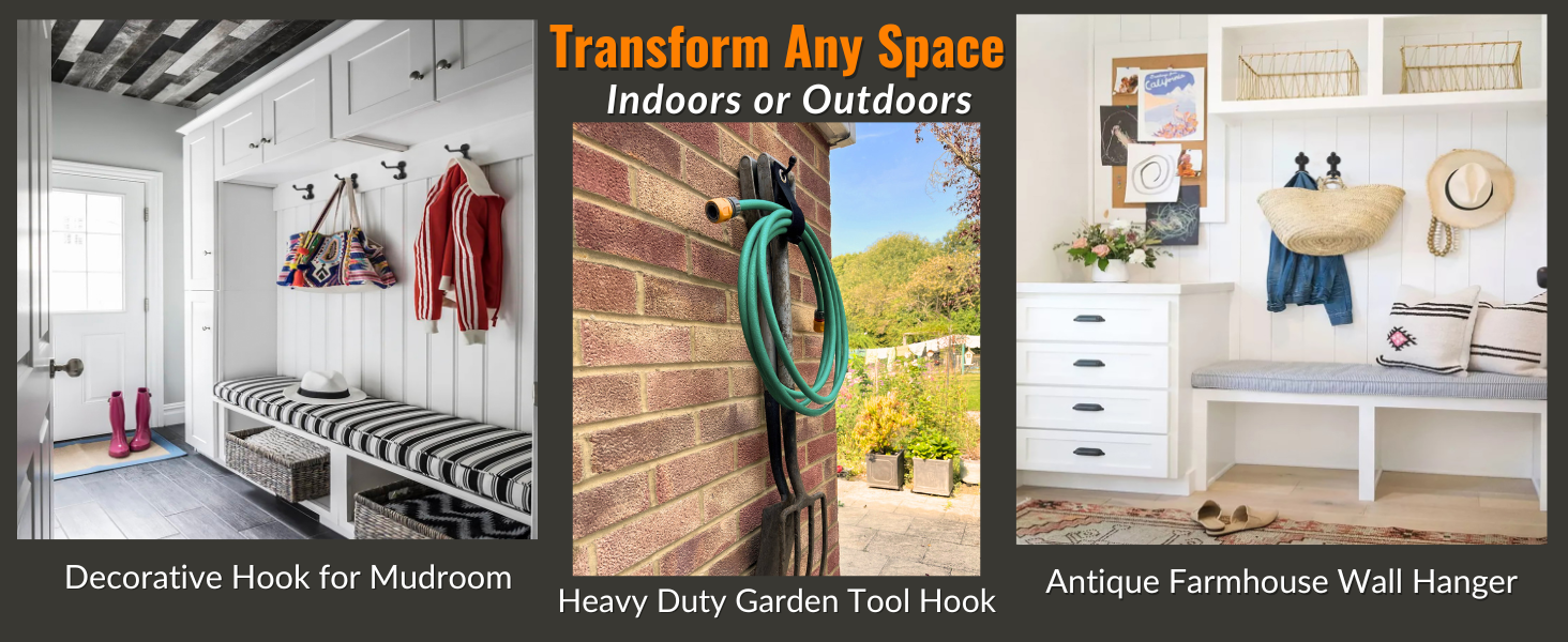 competitive pricing rustic wall hooks heavy duty: black cast iron hooks for bags, coat, towels and hat, farmhouse decorative antique wall hooks one-stop wholesale