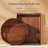 wholesale direct acacia wood serving tray with metal handles, 17x13in food drinks tray for coffee table, breakfast, dinner & bar, rustic decorative storage tray for ottoman, kitchen, bedroom gift packaging bulk purchase at factory prices