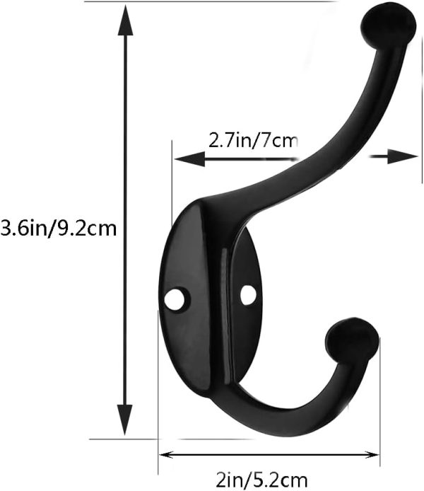 competitive pricing zeyu wall hooks,10pcs coat hooks hardware towel hooks for hanging coats double no rust black robe hooks wall mounted with screws for key, towel, bags, cup, hat one-stop wholesale