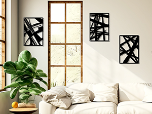 factory direct zzbakress 4 pieces abstract metal wall art, minimalist art decoration, paintings wall decor, 3d structure sculptures decor for living room bedroom bathroom office (black style 1) volume discount
