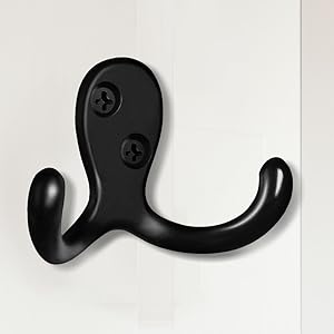 competitive pricing 10 pack coat hooks wall hooks for hanging, heavy duty double prong metal hook wall mounted for living room, bathroom, kitchen, bedroom for coat, bag, scarf, towel, hat, key, cup (black) one-stop wholesale