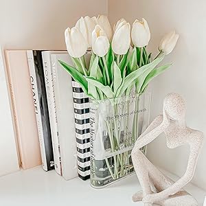 oem/odm services puransen clear book flowers vase - cute bookshelf decor; unique vase for book lovers, artistic and cultural flavor acrylic vases for home office decor, a book about flowers (clear - b) affordable bulk deals