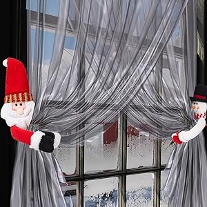 bulk purchase ogrmar 2 pack christmas curtain buckle doll santa & snowman creative curtain tieback hold back fastener,christmas wine bottle topper for xmas holiday home window decoration (red and white) factory discount