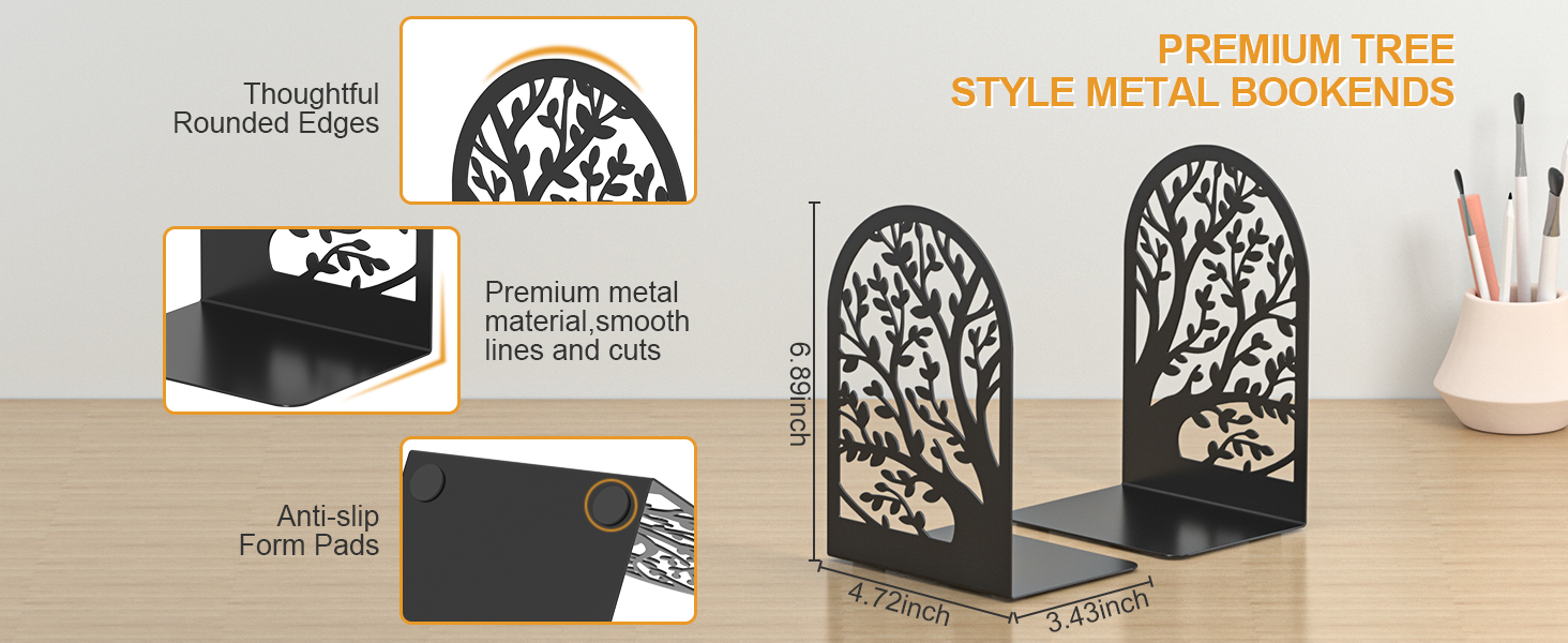 supplier direct vfine bookends for shelves decorative 1 pair, tree metal bookends, book holder for shelf, unique black book stoppers for shelves, home decorative book ends wholesale prices