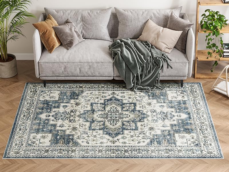 global sourcing dripex vintage collection washable area rug - 2x3 door mat small entryway rug distressed non-slip low-pile floor carpet for indoor front entrance kitchen bathroom living room bedroom oem/odm services