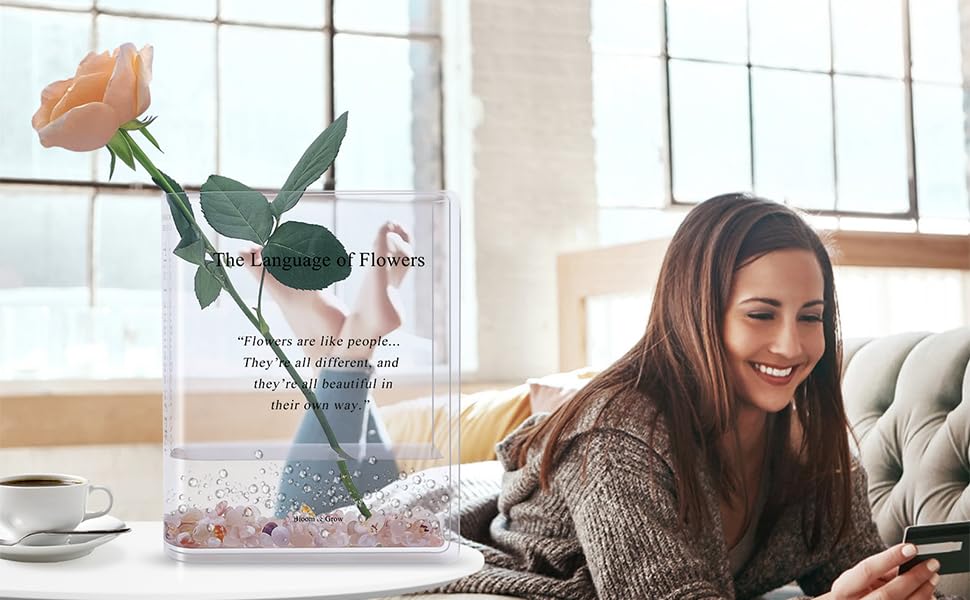 oem/odm services book vase for flowers home décor,artistic and cultural flavor decorative acrylic clear vase for home and office,creative gifts for book lovers. (transparent) affordable bulk deals