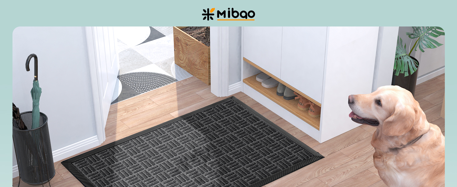 global sourcing mibao front door mat, heavy duty durable welcome mat for outdoor indoor, dirt trapper waterproof super absorbent door mat for entryway outside patio porch, 29.5