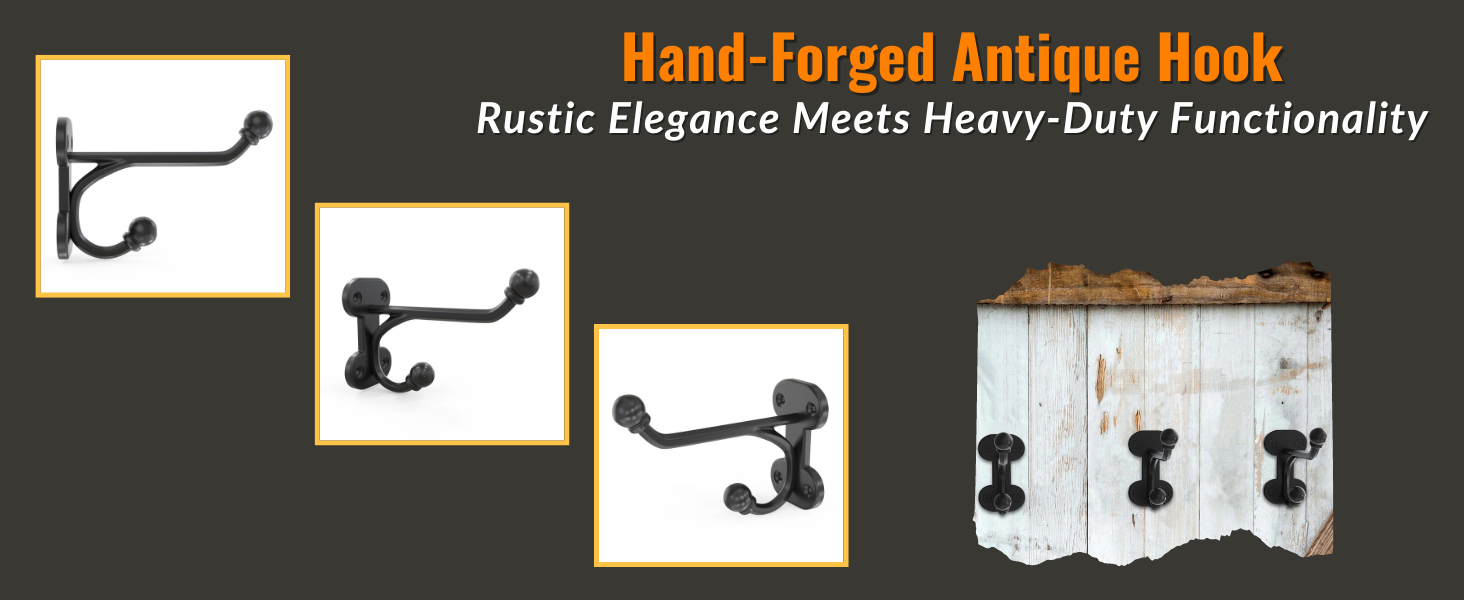 competitive pricing rustic wall hooks heavy duty: black cast iron hooks for bags, coat, towels and hat, farmhouse decorative antique wall hooks one-stop wholesale