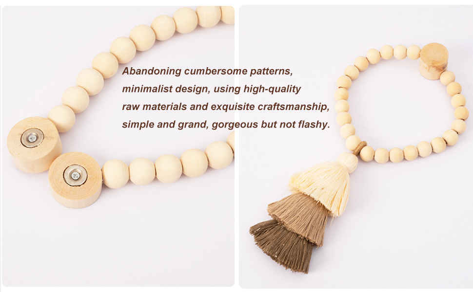 bulk purchase 2pcs wooden bead curtain tiebacks, tassel curtain clasp magnetic curtain clasp, boho curtain tiebacks,curtain tiebacks no hole punching decorative (coffee) factory discount
