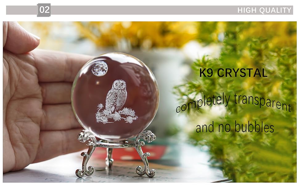 dropship from factory hdcrystalgifts 60mm 3d laser crystal ball paperweight owl figurines glass sphere decorative balls with stand gift mass production supply