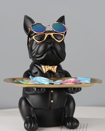 wholesale direct modern decor resin bulldog tray statue piggy bank tray storage entrance key holder candy jewelry earrings tray suitable for home decor modern art dining table decor office small object tray bulk purchase at factory prices