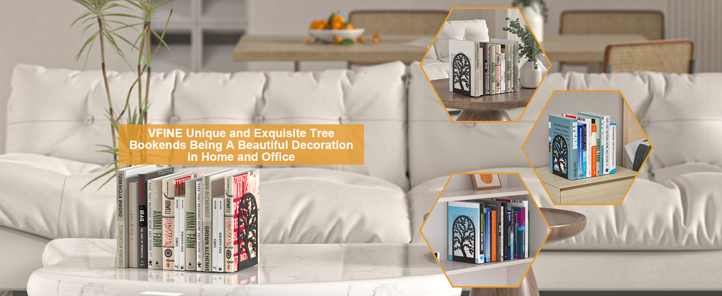 supplier direct vfine bookends 1 pair, black metal book ends, bookends for shelves, unique decorative tree book ends for shelves, book ends to hold books, book stopper, bookend for home office (style b) wholesale prices