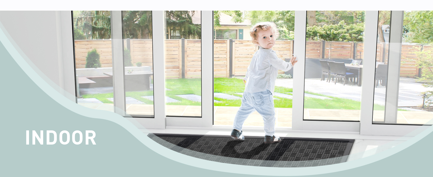global sourcing mibao front door mat, heavy duty durable welcome mat for outdoor indoor, dirt trapper waterproof super absorbent door mat for entryway outside patio porch, 29.5
