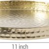 wholesale direct mygift 11 inch deluxe hammered brass round decorative tray - aluminum plated serving display platter, centerpieces and vanity tray - handcrafted in india bulk purchase at factory prices